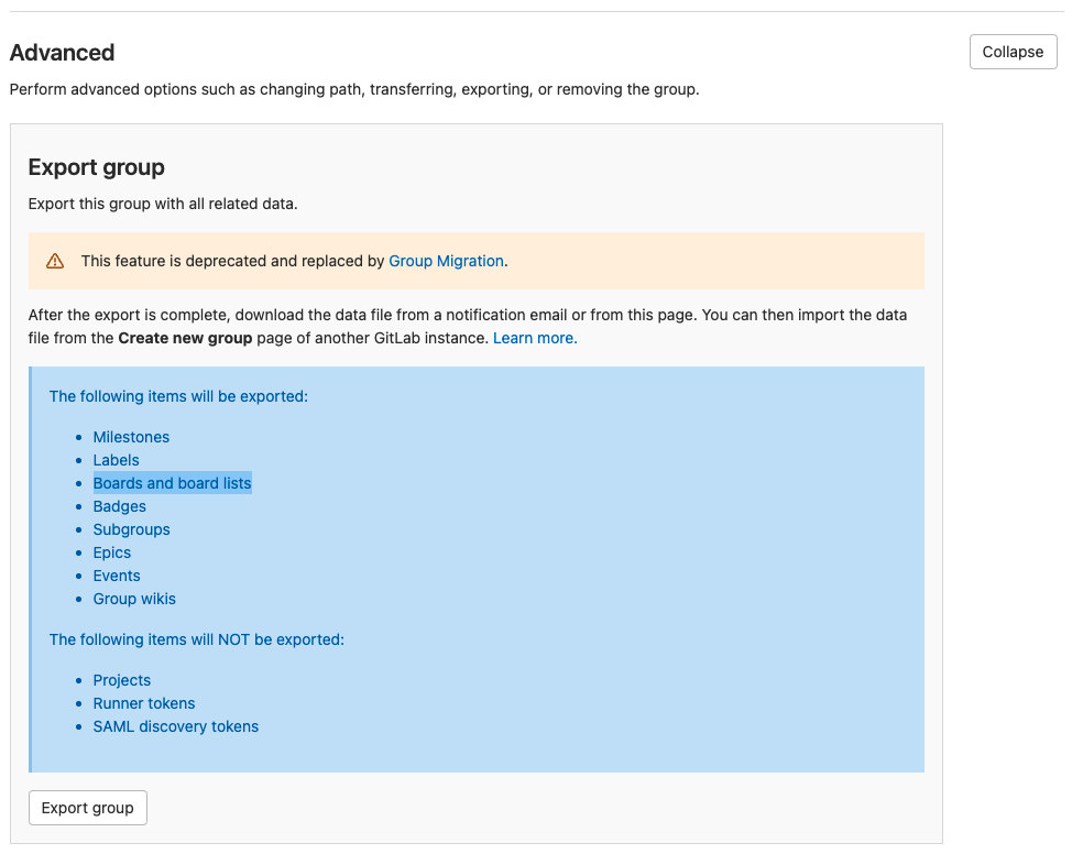 Group Export Step